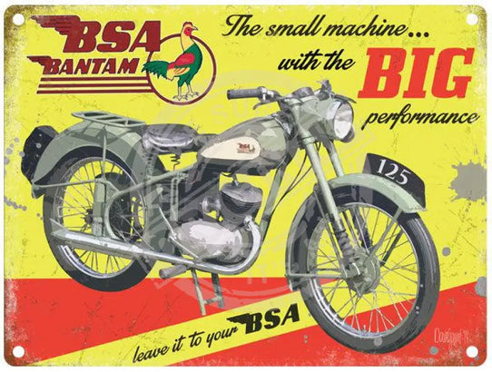 BSA Bantam big performance vintage metal sign