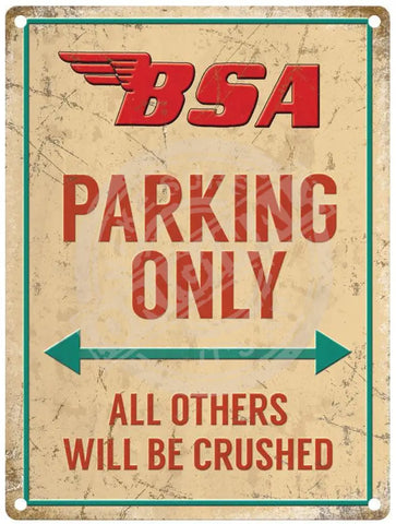 BSA Parking Only metal sign