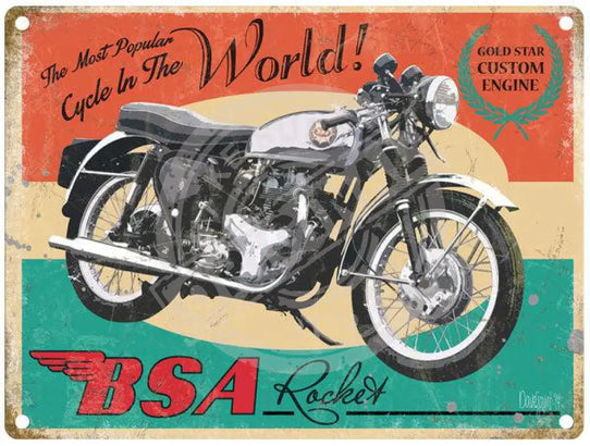 BSA Rocket vintage metal sign