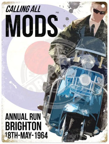 Calling all mods Annual Brighton run 1964 metal sign