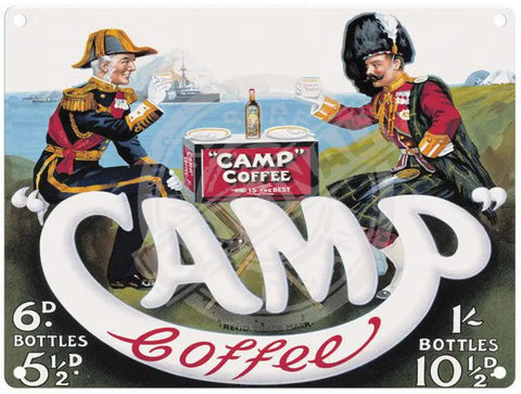 Camp Coffee vintage metal sign