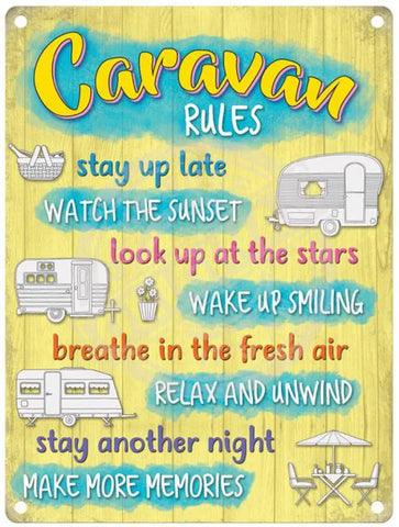 Caravan rules metal sign