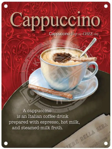 Cappuccino Coffee metal sign