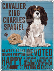 Cavalier King Charles dog characteristics metal sign