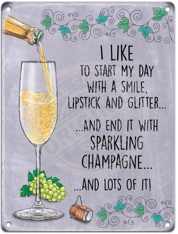 Champagne And Glitter Metal Signs