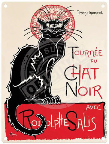 Tournee du cha noir black cat vintage metal sign