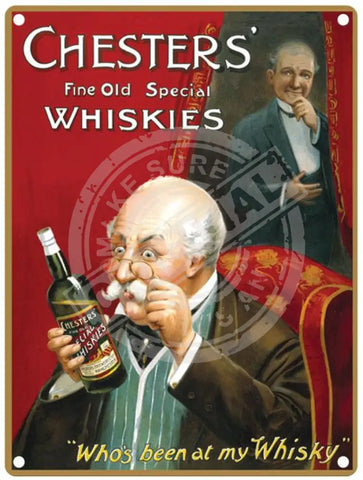 Chesters Fine Whisky vintage metal sign