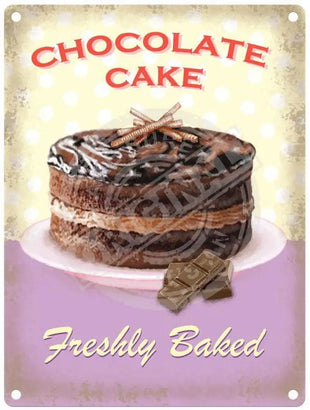 Freshly baked Chocolate cake metal sign