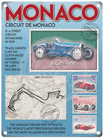 Circuit de Monaco vintage metal sign