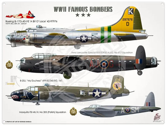 Classic Racing Spirit - Wwii Bombers Metal Signs