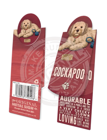 Cockapoo dog characteristics metal sign