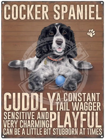 Cocker Spaniel dog characteristics metals sign