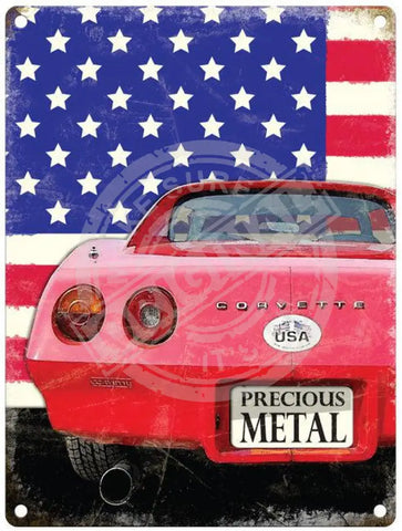 Corvette Stars and Stripes metal sign