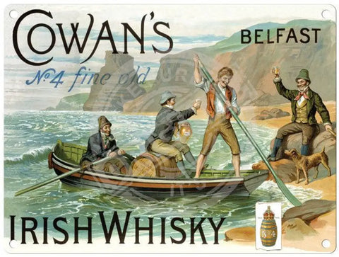 Cowans Irish Whisky vintage metal sign