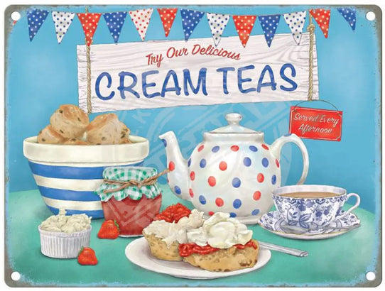 Delicious cream teas metal sign