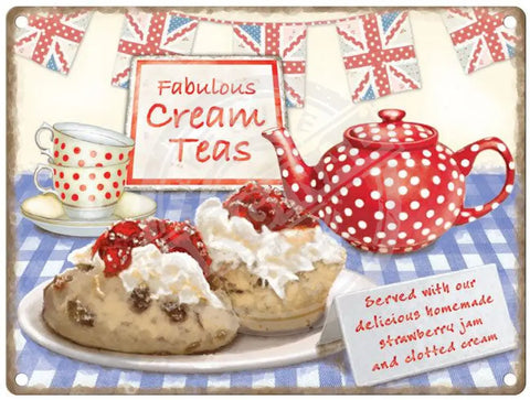 Fabulous cream teas metal sign