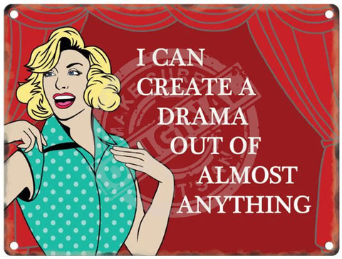 Create a drama retro metal sign