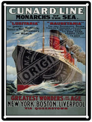 Cunard Line monarchs of the sea vintage metal sign