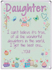Daughter sentiments metal sign