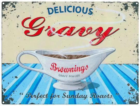 Delicious Gravy by Martin Wiscombe metal sign