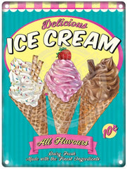 Delicious Ice Cream retro metal sign