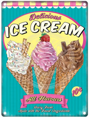 Delicious Ice Cream retro metal sign