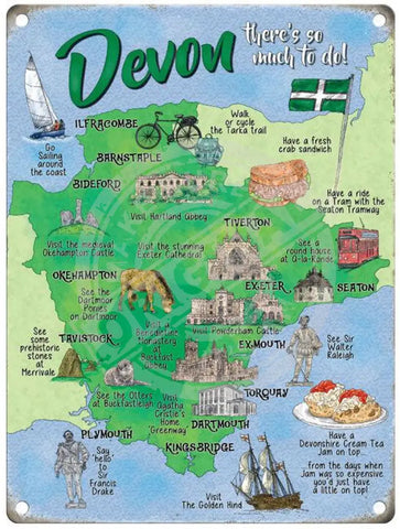 Devon map metal sign