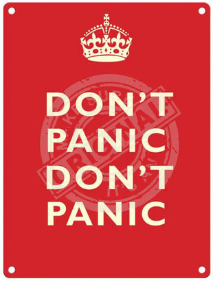 Don't Panic metal sign