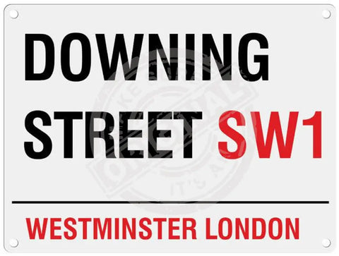 Downing Street London metal street sign