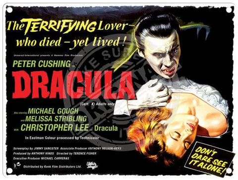 Dracula cinema poster metal sign