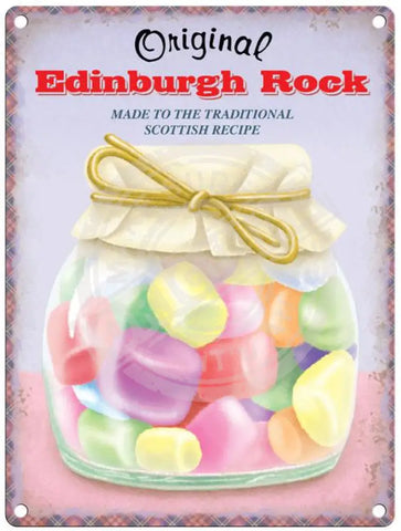 Edinburgh Rock in Jar metal sign