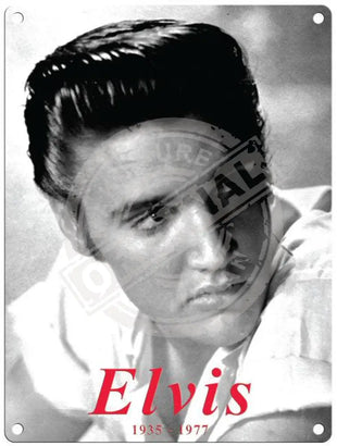 Elvis black and white portrait metal sign