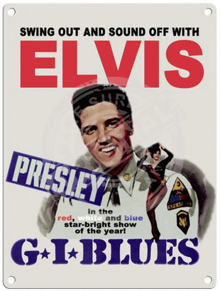 Elvis G I Blues poster metal sign