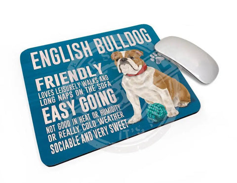 English Bulldog characteristics mouse mat.