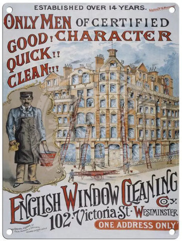 English Window Cleaning vintage metal sign