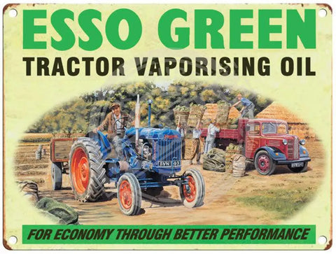 Esso Green tractor metal sign