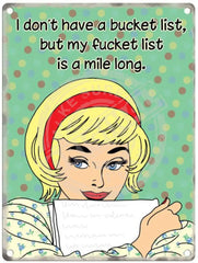 Bucket list retro metal sign