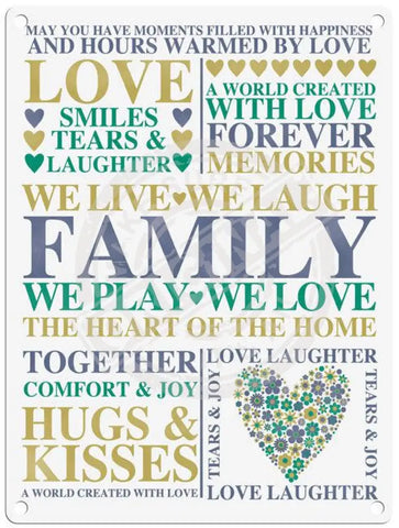 Love family metal sign