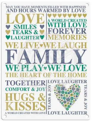 Love family metal sign