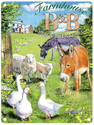 Farmhouse Bed & Breakfast farm donkeys metal sign