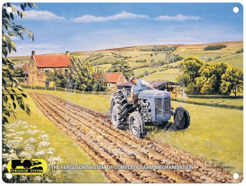 Ferguson tractor in field by trevor mitchell metal sign