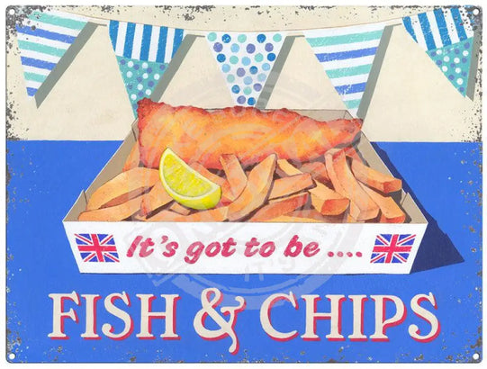 Fish and Chips by Martin Wiscombe. metal sign