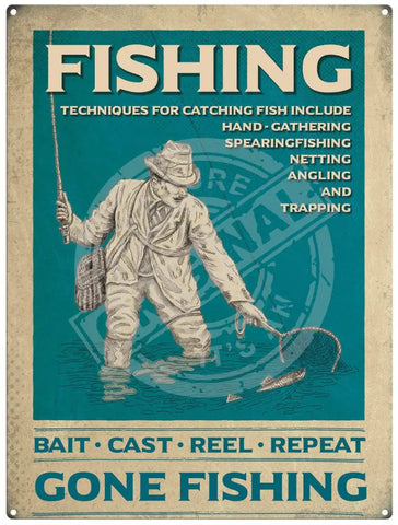 Fishing techniques metal sign