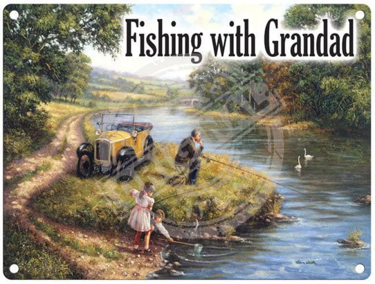 Fishing with Grandad metal sign