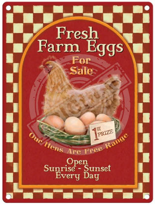 Fresh Farm Eggs Metal Signs