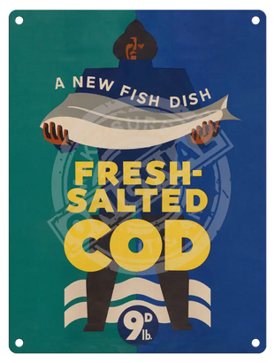 Fresh Salted Cod Metal Signs