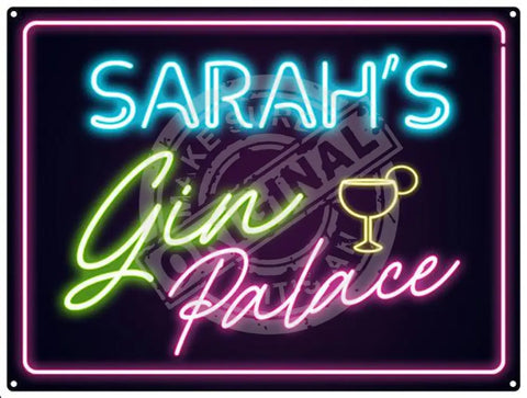 Gin Palace Neon Look - Personalised Metal Signs