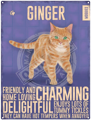 Ginger Moggie Metal Signs