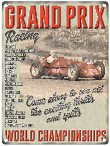 Grand Prix World Championships Metal Signs