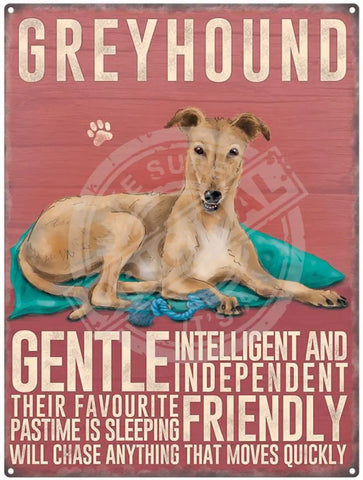 Greyhound - Cream Metal Signs